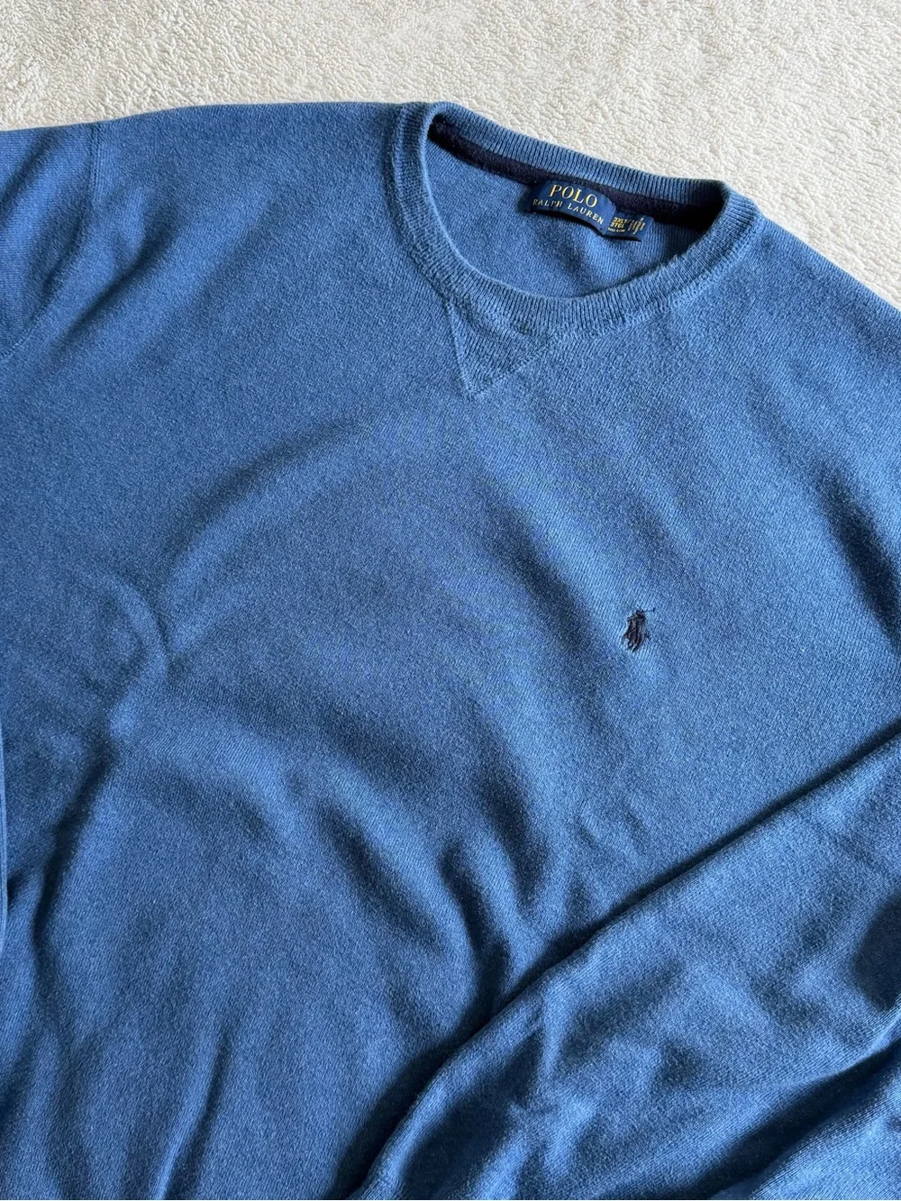 Polo Ralph Lauren Cotton Sweater Men's Size 3XL Blue Crewneck Pony Logo Knit